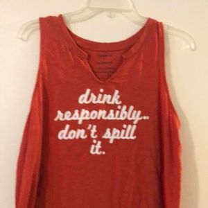 Torrid 1x tank top worn once like new .”Drink Responsibly.. Don’t Spill”